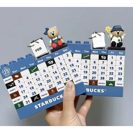 

MAINAN STARBUCKS KALENDER LEGO CALENDAR PERPETUAL BEARISTA TAIWAN BEARISTA GREEN BLUE BLOCK