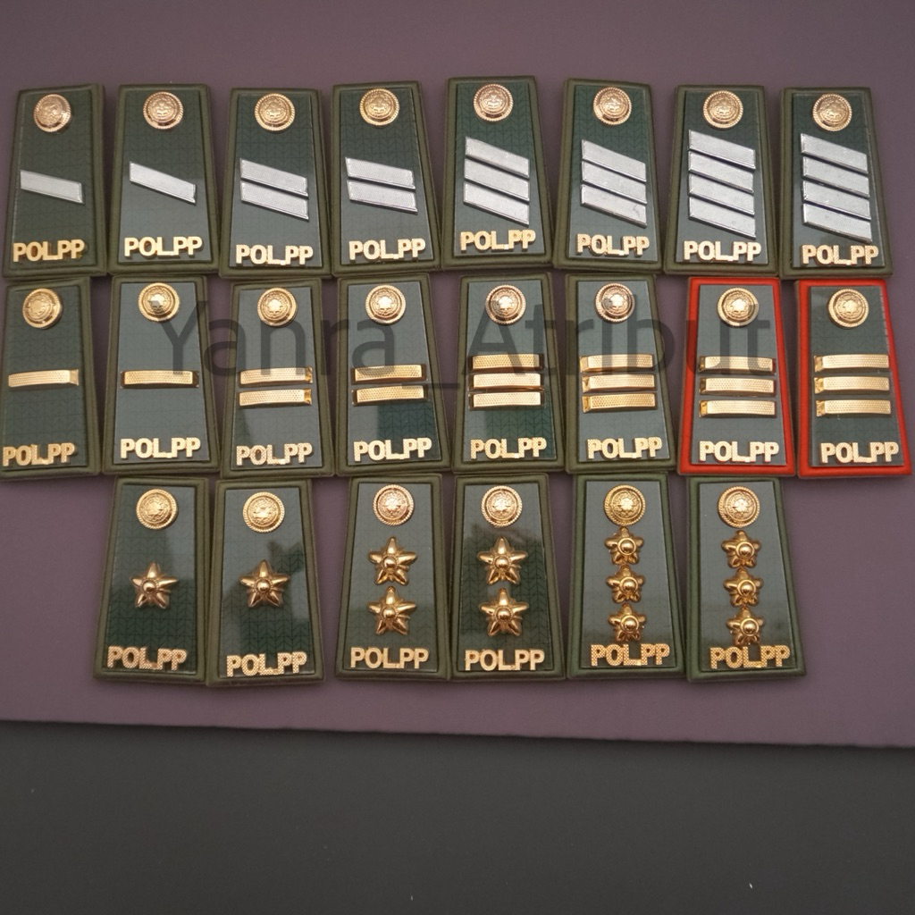 Atribut Pangkat Satpol Pp pdh Golongan 2A / 2B / 2C / 2D / 3A / 3B / 3C / 3D / 4A / 4B List Hijau Ar