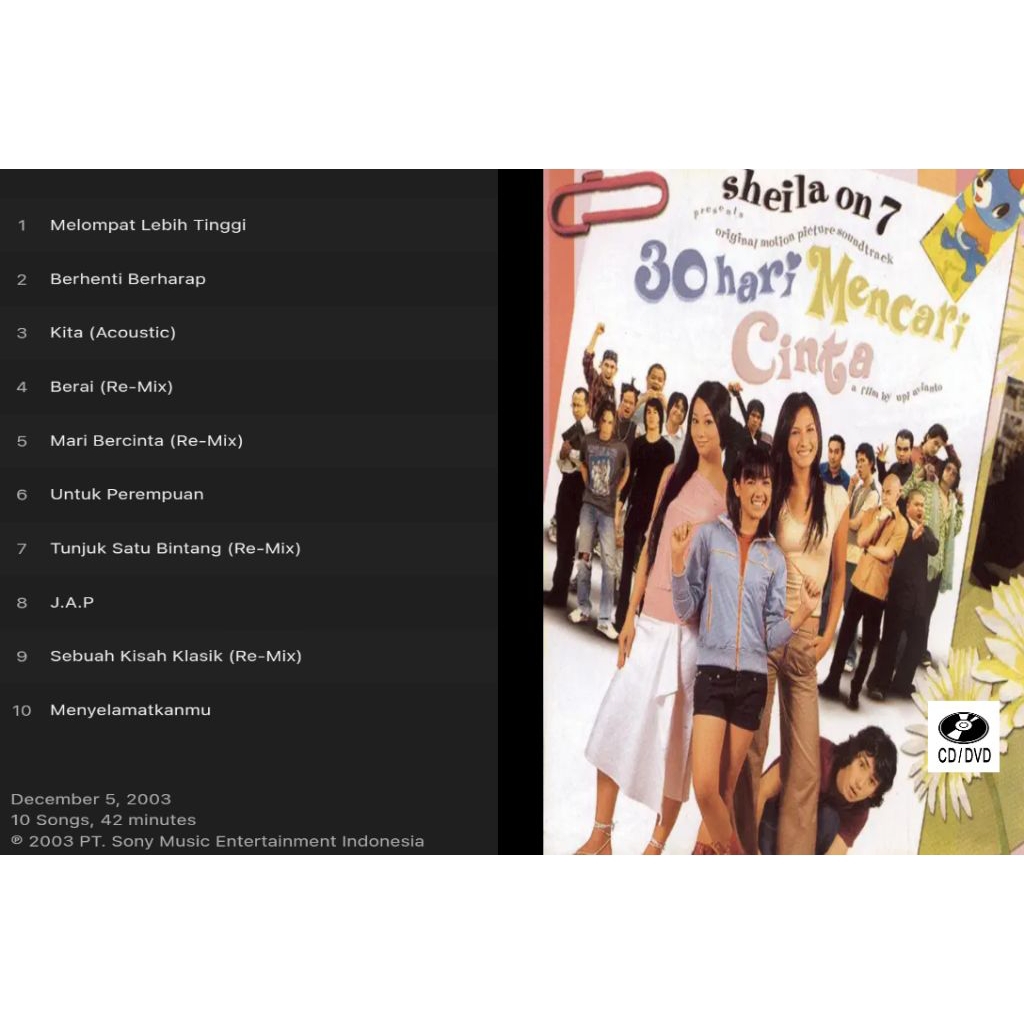 sheila on 7 cd dvd album 30 hari mencari cinta 2003