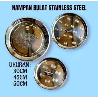 NAMPAN BULAT 30,45,50CM STAINLESS STEEL (KUALITAS PREMIUM) / Nampan Stainless Bulat