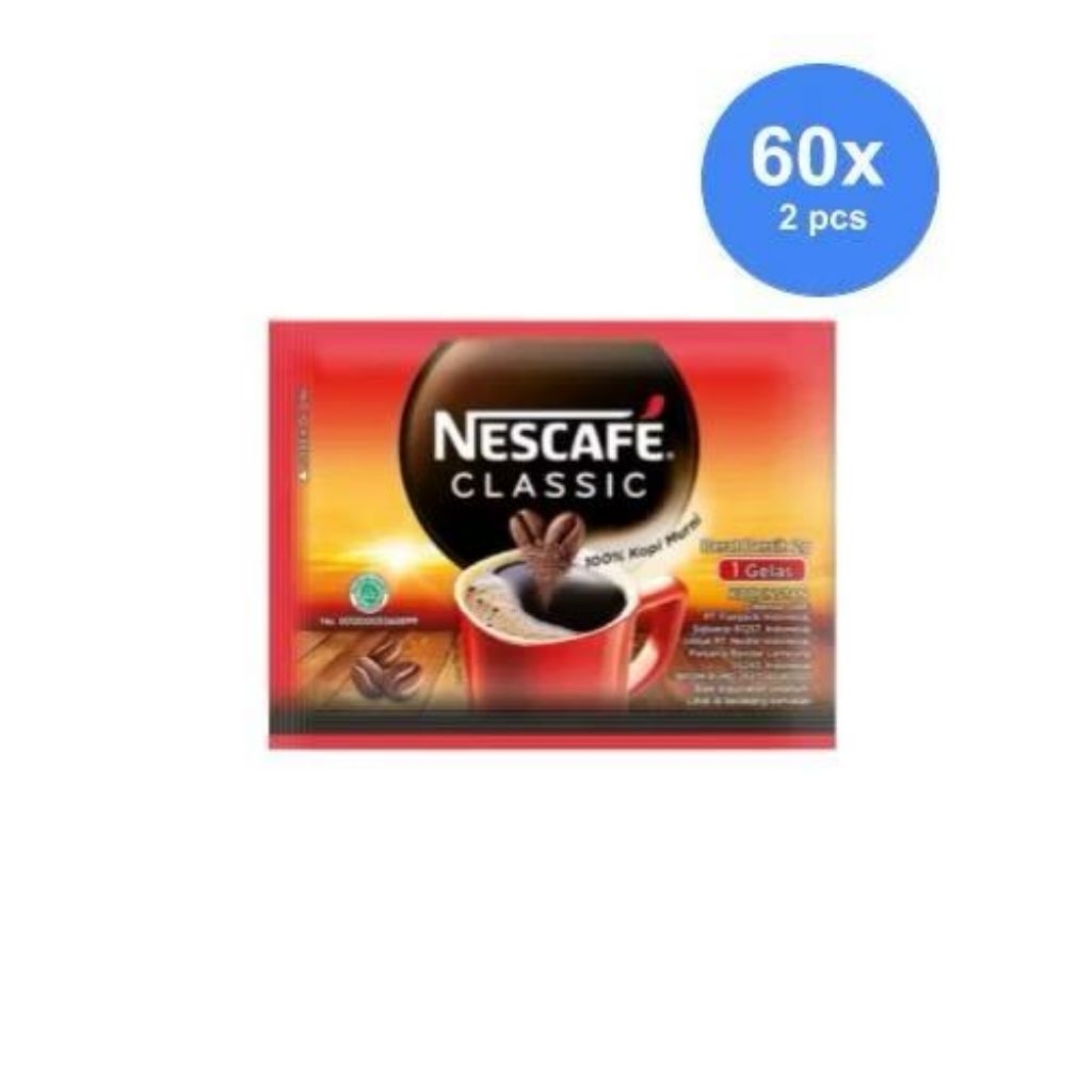 

NESCAFE CLASSIC KOPI INSTAN KOPI HITAM 2 GRAM 60 SACHET
