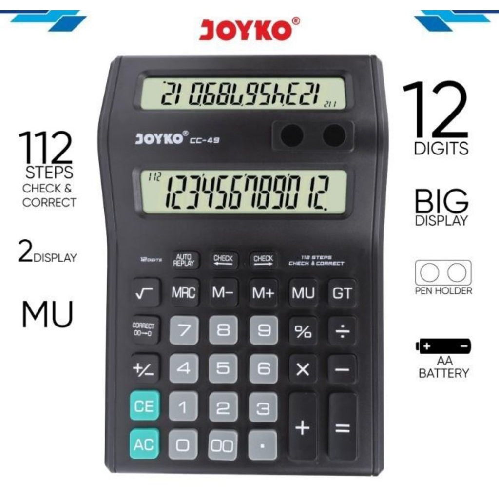 

Calculator Joyko CC-49 Dengan 12 Digit Dan 2 Display Cocok Digunakan Untuk Bisnis / Dagang