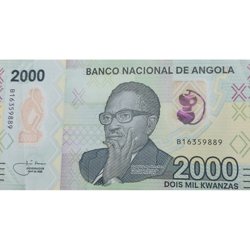 #Termurah Uang Asing Polymer Negara Angola 2000 Kwanza 2020 Kondisi Renyah Original 100%