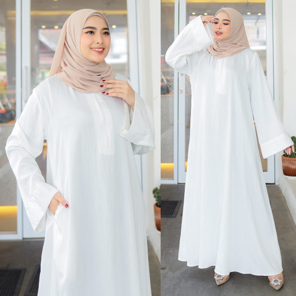 Abaya Inara Wolfis Polos Premium