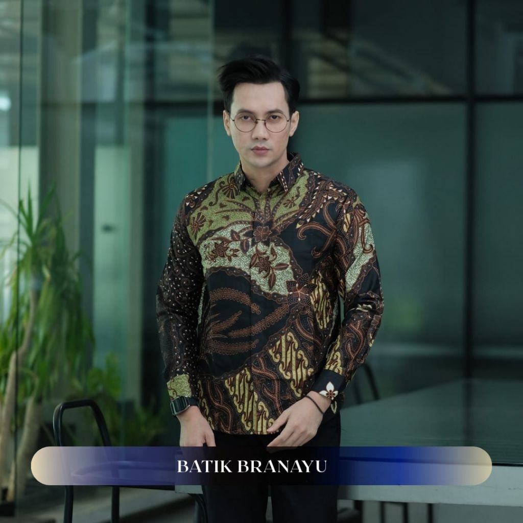 Batik Mliwis IJO Kemeja Batik Pria warna hijau Batik Hitam Coklat Hijau batik original Lapis Futring