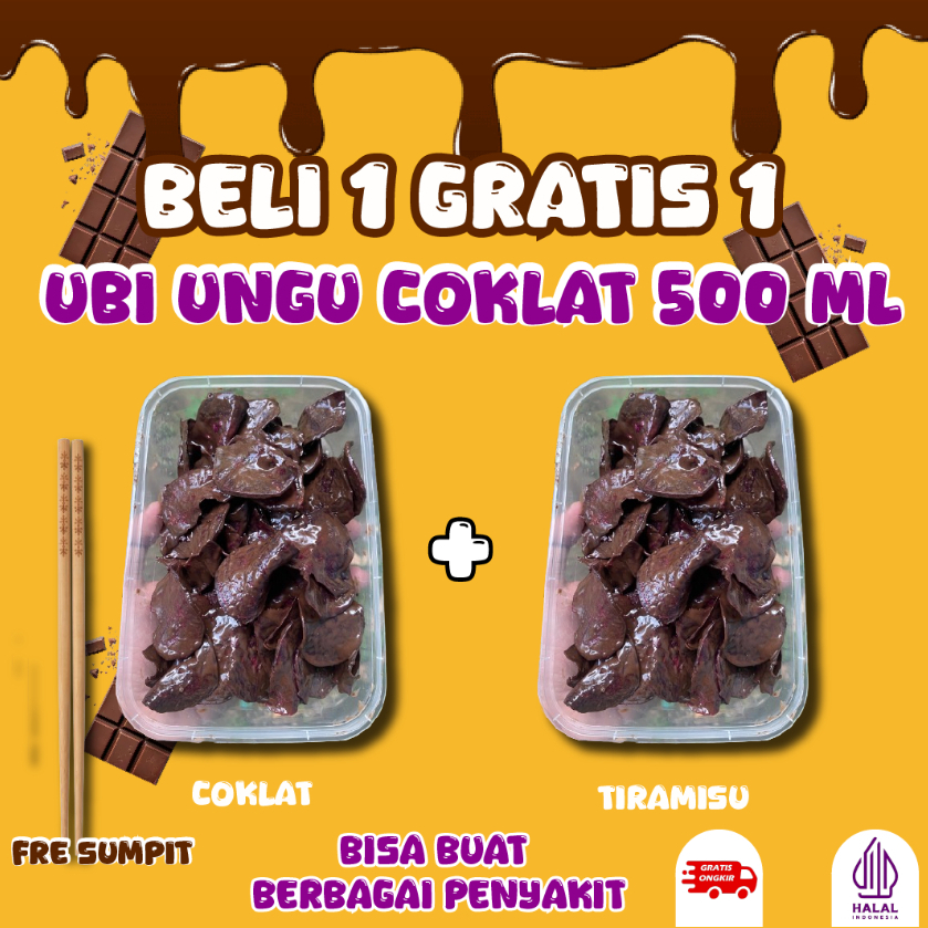 

PROMO BELI 1 GRATIS 1 KERIPIK UBI UNGU COKLAT LUMER PREMIUM DAPET 2 BOX