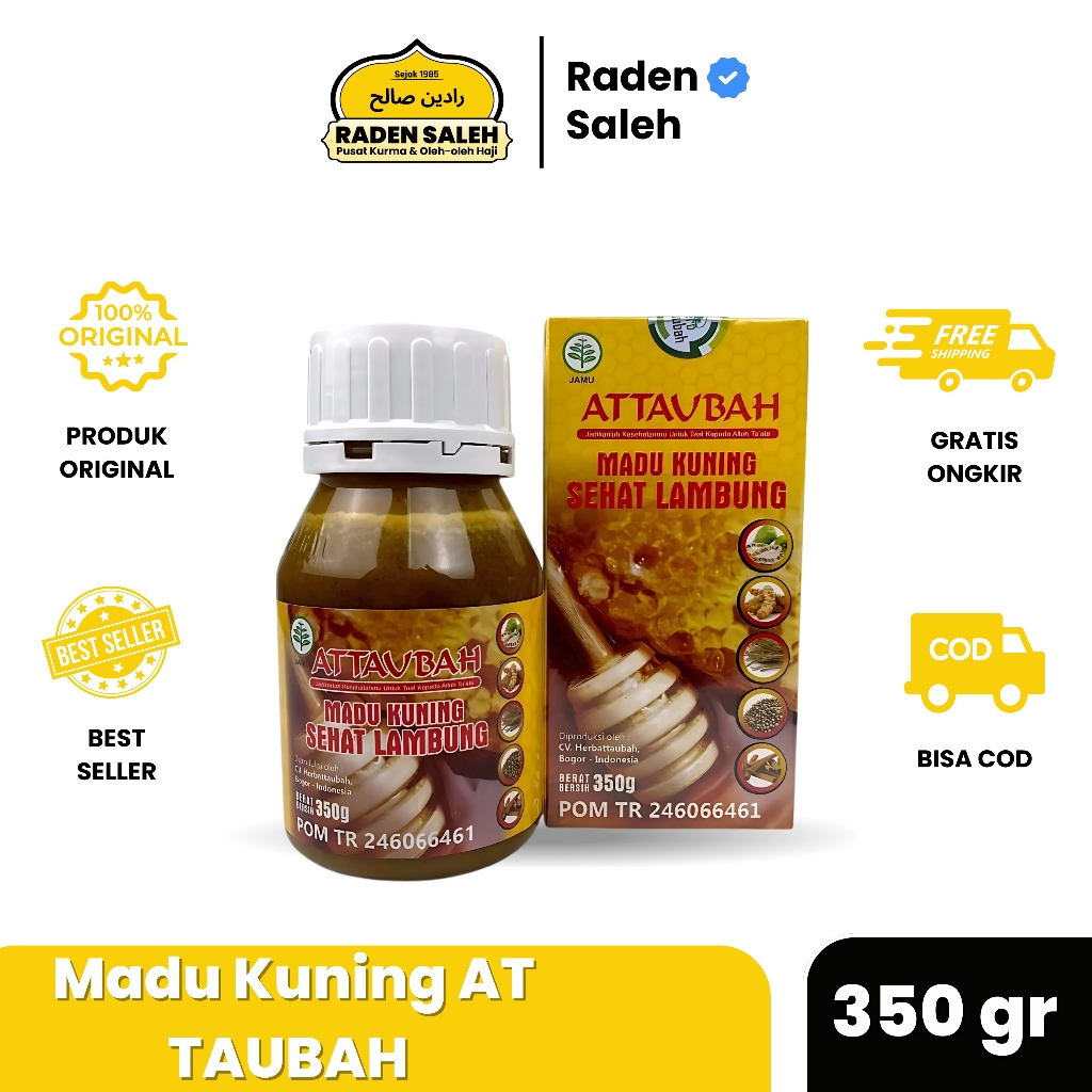 Madu Kuning 350 gr Sehat Lambung Attaubah Asli Original 100%