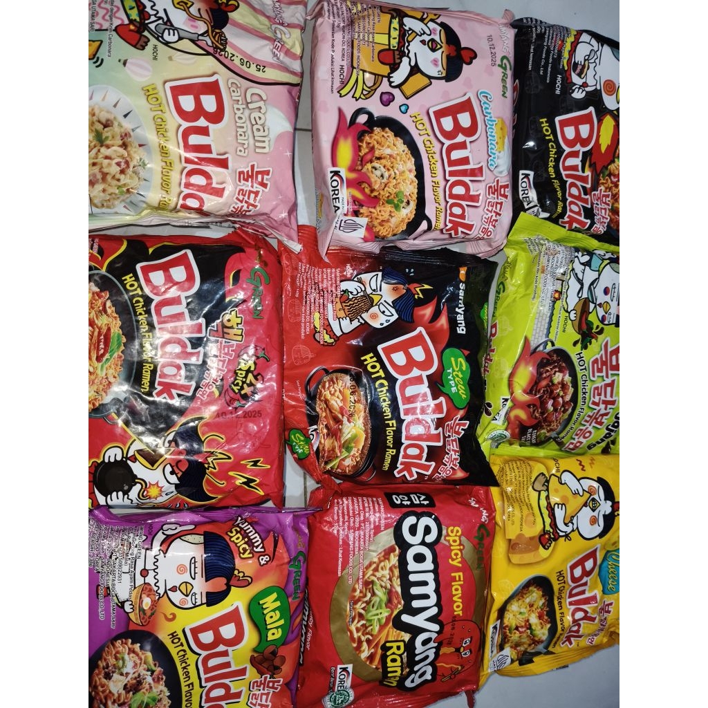 

samyang green halal mie instan Ramen cream carbonara/ spicy/ mala/jjajangmyeon, exp 2026 termurah