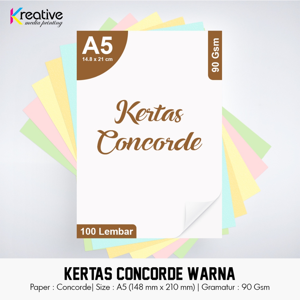 

Kertas Concorde Warna (A5 / 90 gsm / 1 pack = 100 lbr)