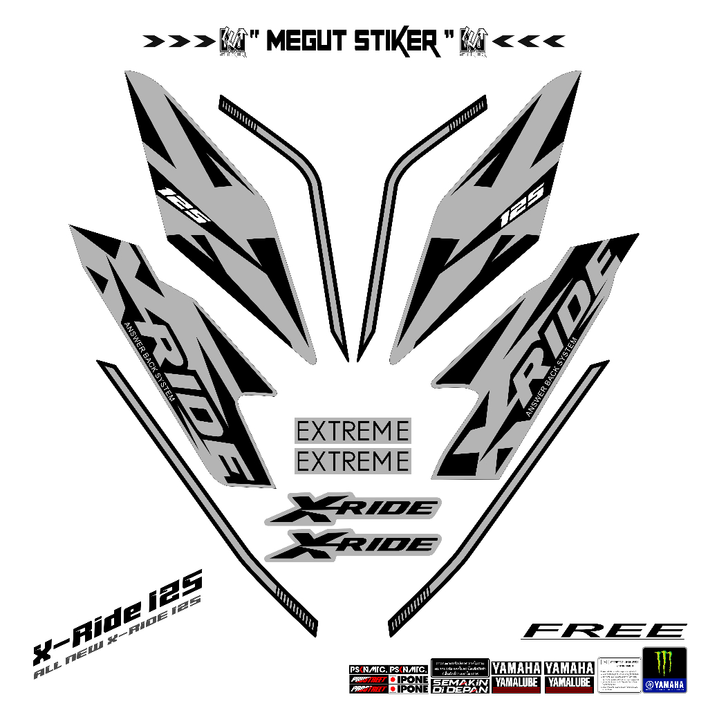 Stiker X-RIDE New 125 Grafi (3) Striping Yamaha X RIDE 125 / Sticker Polet Motor X RIDE 125