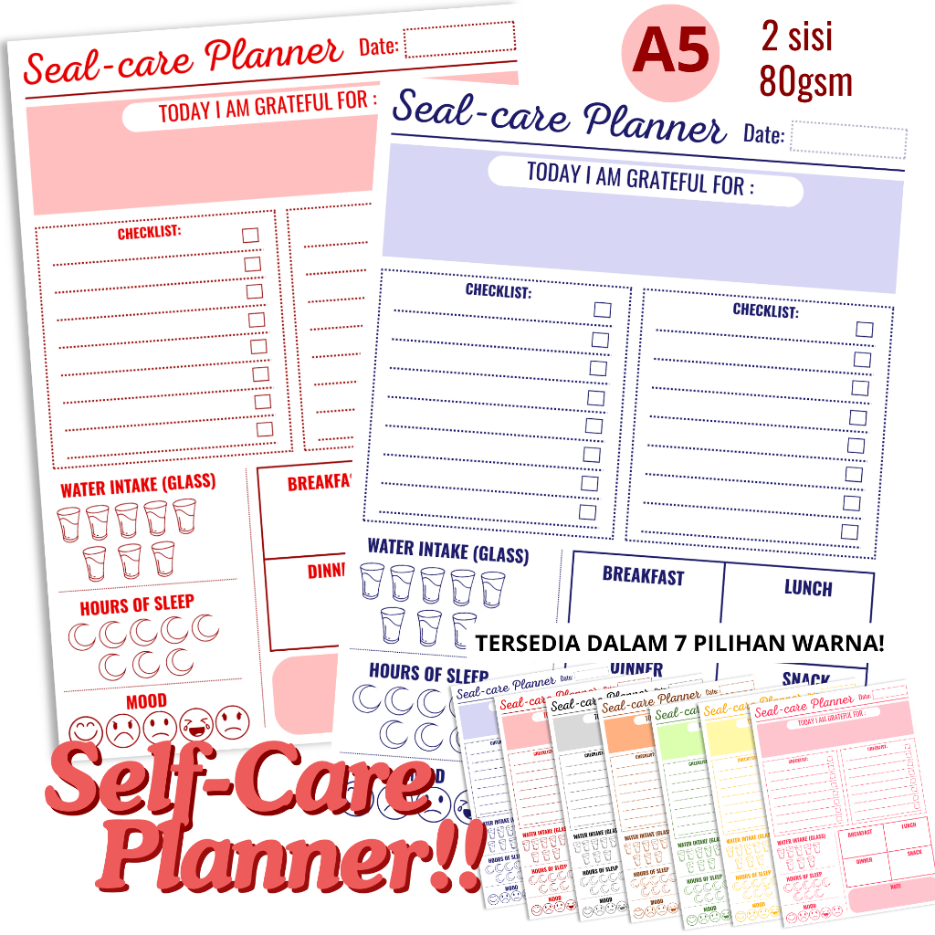 

(Papelrosie) Loose Leaf Planner A5 | Refill Isi Binder Self Care Planner isi 20 Lembar Bolak-Balik | Hvs 80gsm