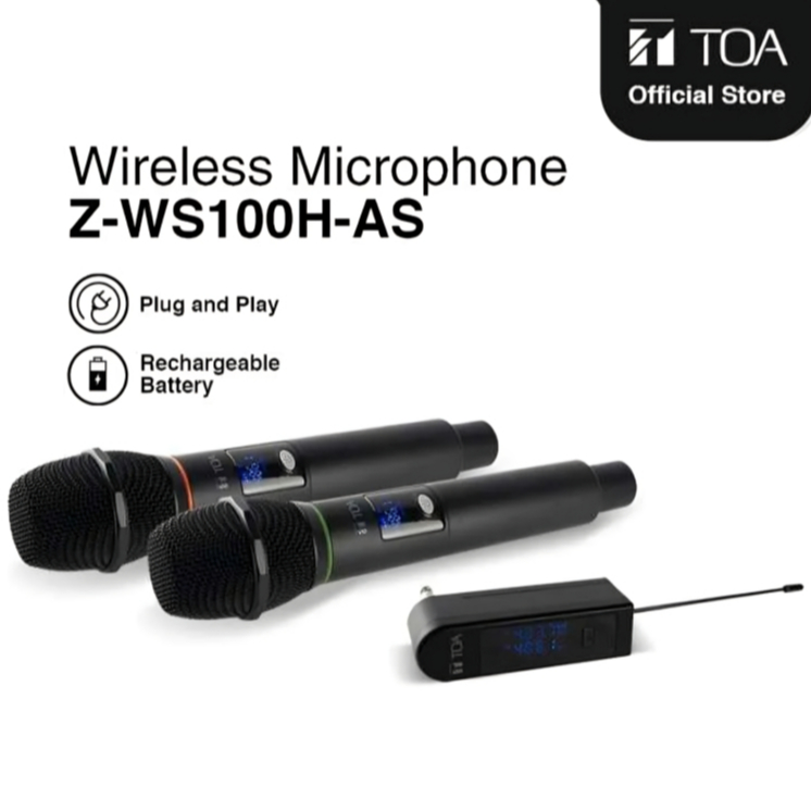 Mic Wireless TOA Z-WS100H 2 Mic Original  / Handheld Wireless Microphone TOA ZWS100HAS Mic TOA