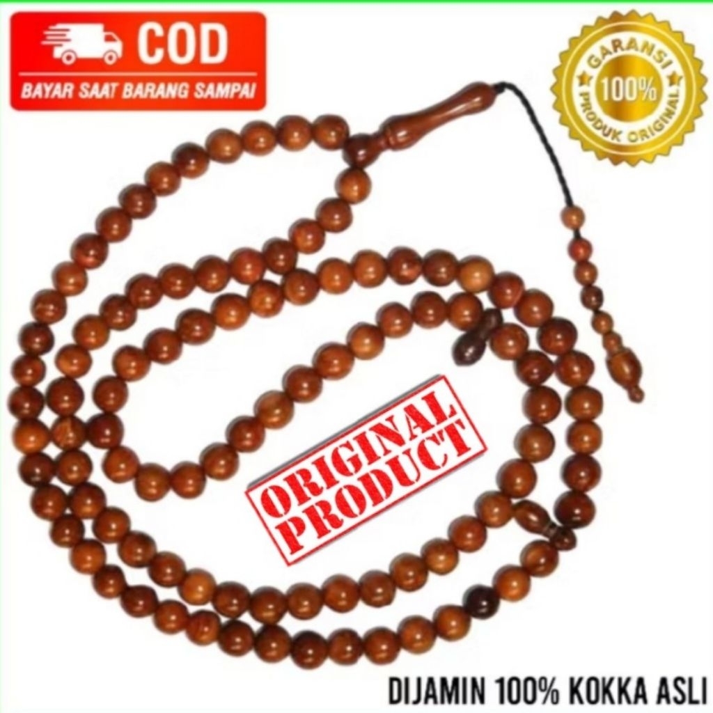 Tasbih kayu kaoka kaukah kokah asli 99 butir kualitas terjamin