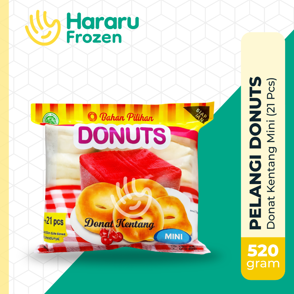

Pelangi Donat Kentang Mini Isi 21 | Pelangi Potato Donuts 520 Gram