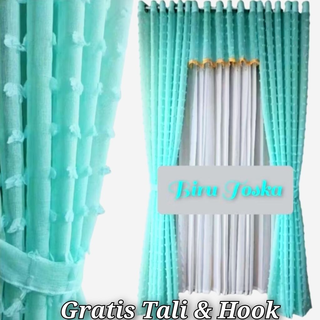 Gorden 1set Poni Rumbai Atas Pintu Jendela Ruangan Minimalis Bahan Vitrase Rubby Nerawang T230cm Mod