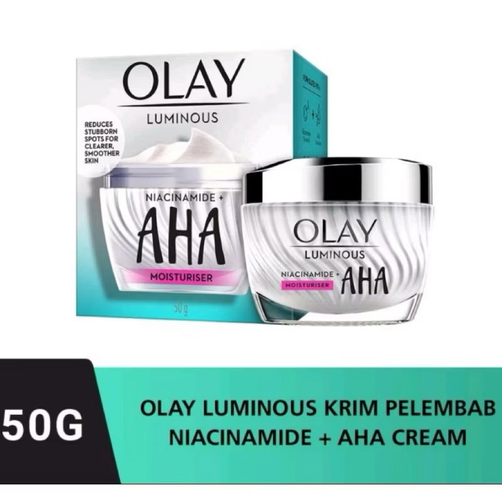 Olay Cream Pelembab NiaciAmide+AHA Moisturiser 50g Olay Luminous AHA Cream