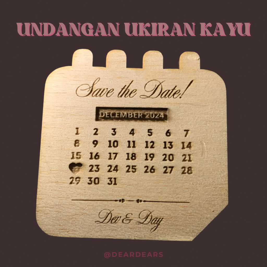 UNDANGAN UKIRAN KAYU UNIK AESTHETIC UKIRAN LASER UKURAN 10 x 10