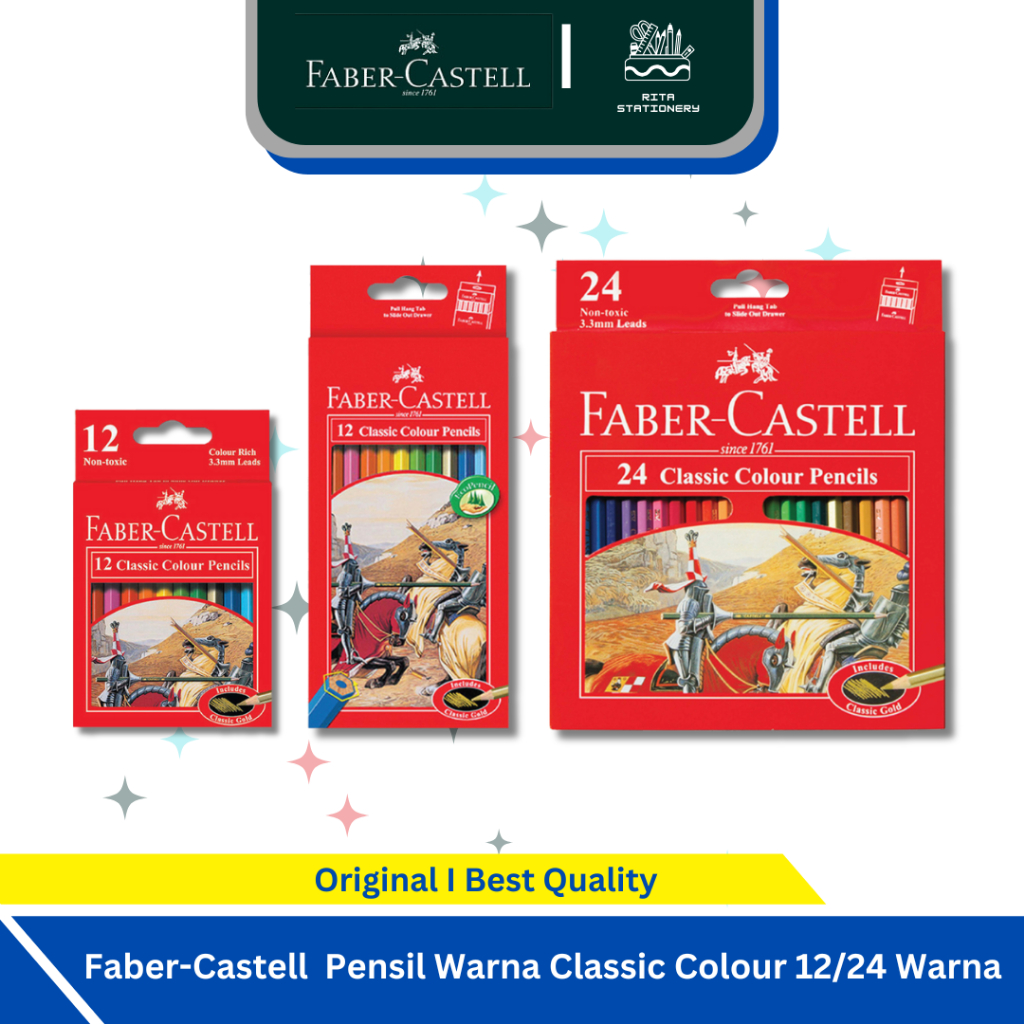 

Faber-Castell Classic Colour Pensil Warna 12 / 24 Set Warna Panjang / Pendek Original Asli