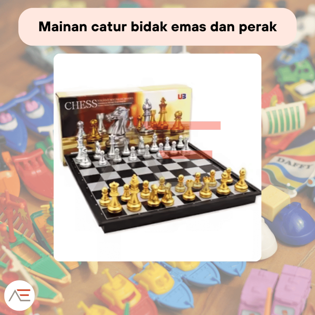 Mainan catur bidak emas dan perak Klasik Elegant Portable Magnet