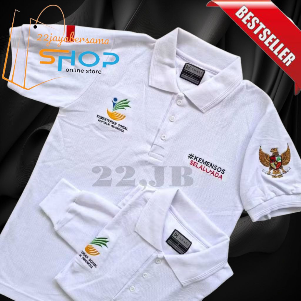 Kaos KEMENSOS • Baju Kemensos selalu ada • Seragam Kaos polo KEMENSOS Lengan pendek Full bordir