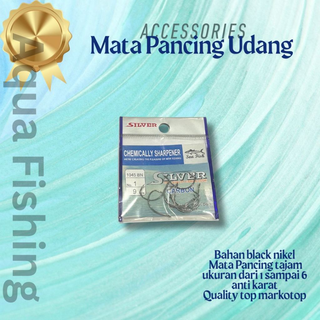 AQUAFISHING Kail Mata Pancing Udang SILVER 1045 Black Nikel Tajam