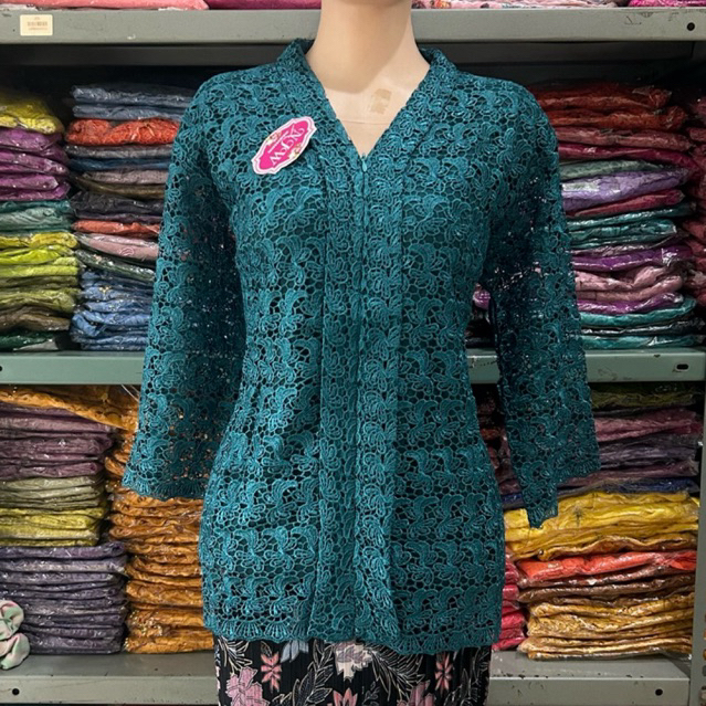 Blus kartini hoki premium/ Atasan brokat hoki resleting depan/ Blouse hoki leher V