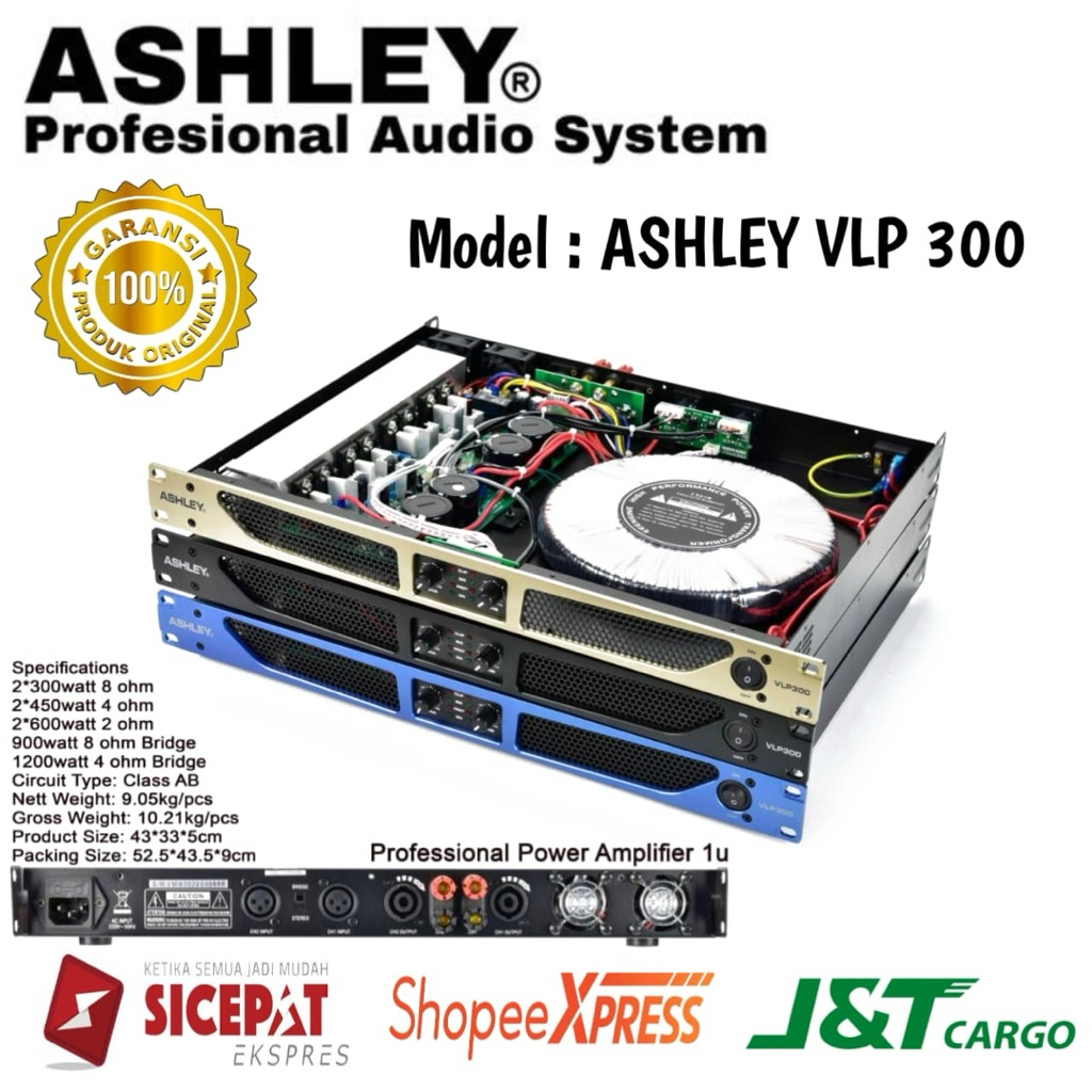 Power Amplifier Ashley Vlp300 Original Power Amplifier Ashley 2 Channel Class AB