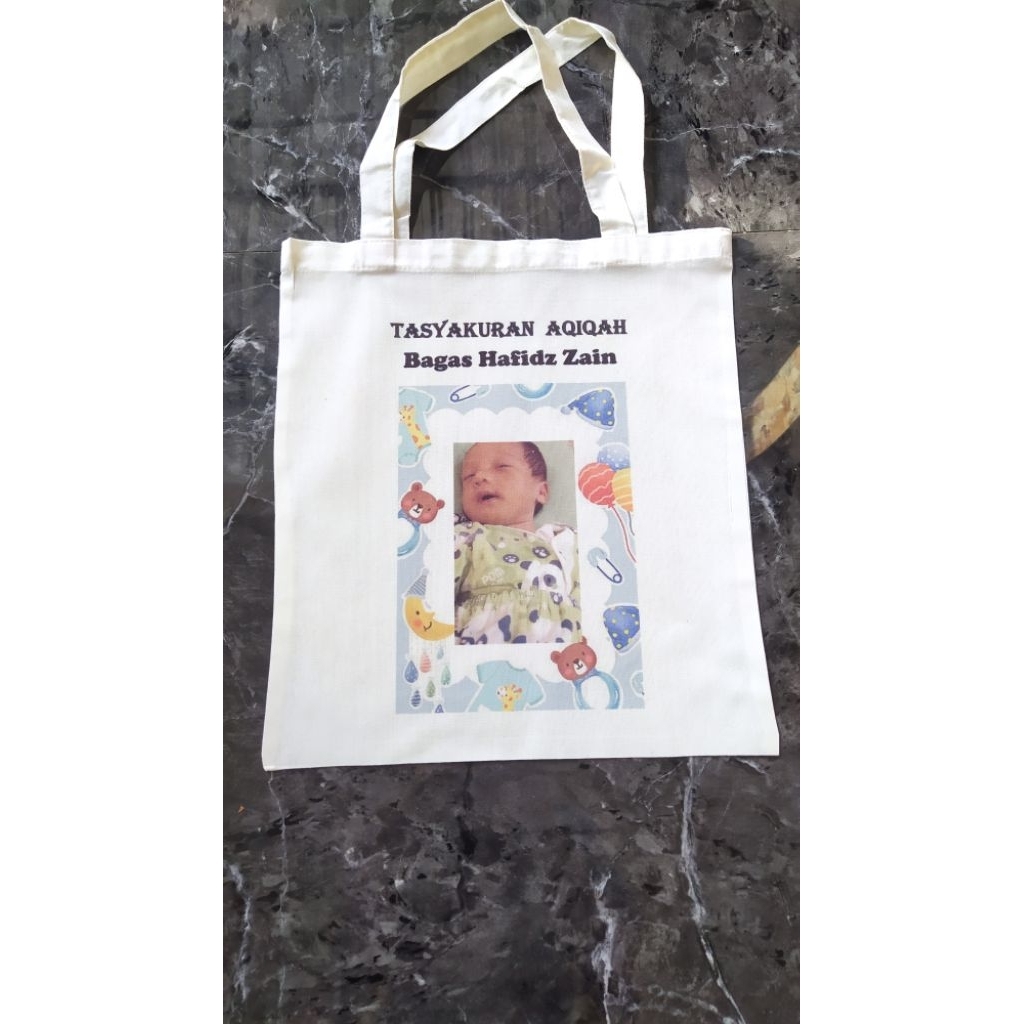 Tas blacu custom seminar / totebag ulang tahun custom / totebag Tasakuran Custom / totebag souvenir 