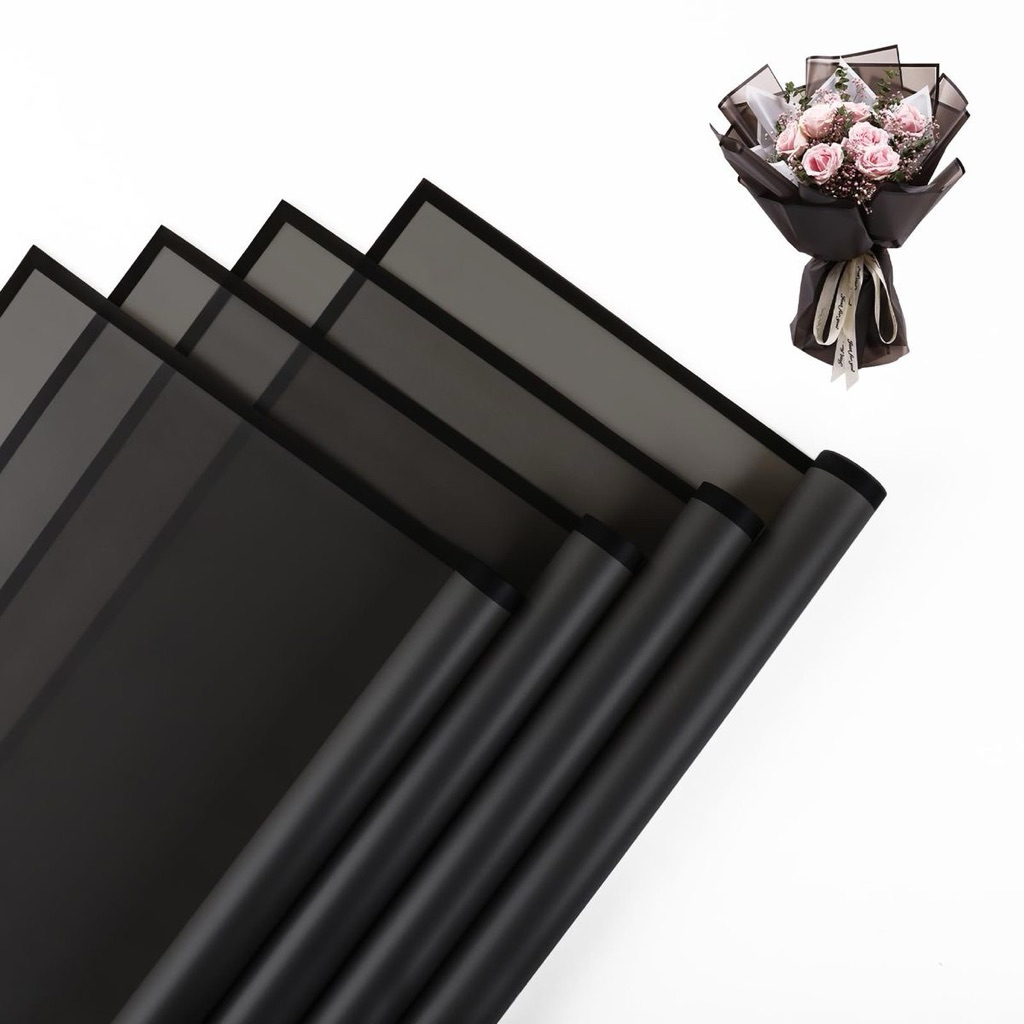 cellophane per lembar  / kertas buket / kertas hitam transparan/ bucket