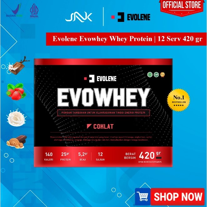 Evolene Evowhey 12 Sachet | Susu Cutting Diet Whey Protein Concentrate Isolate Hydrolized High BCAA