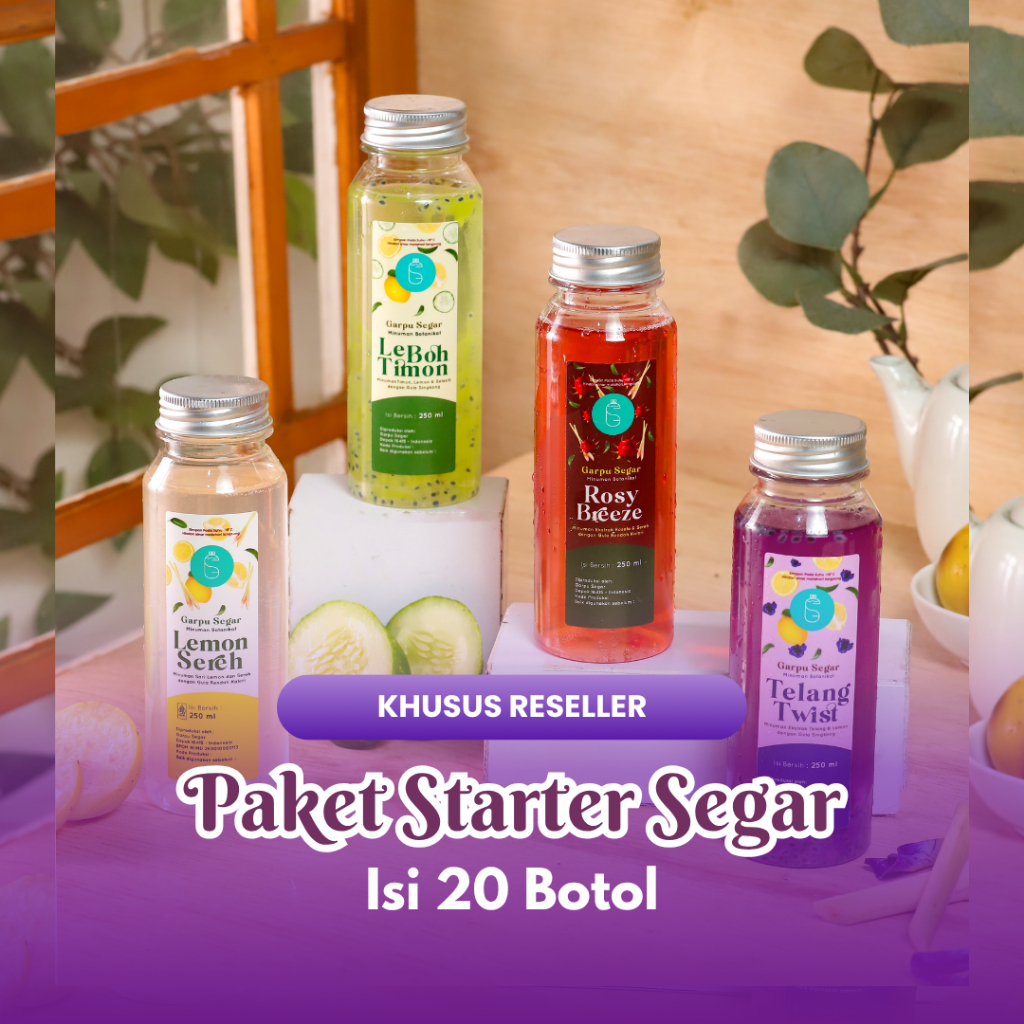 

Paket Minuman Sehat Segar 20 Botol | Starter Kit Reseller Memetik.co – Lemon, Timun, Rosella, Telang