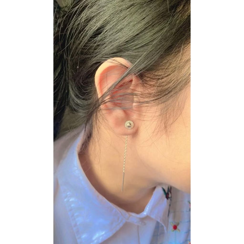 Anting perak asli handmade/subang rantai perak/ anting perak asli/anting perak juntai