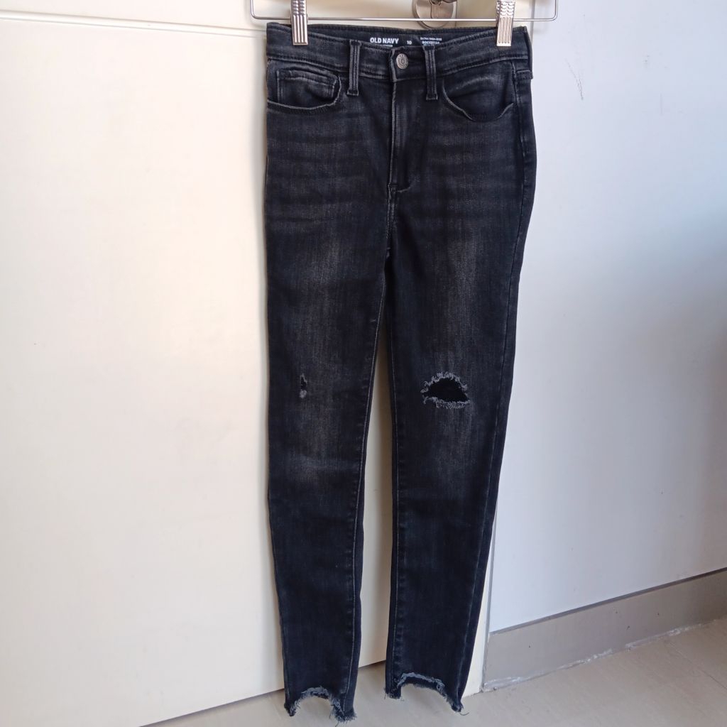 CELANA PANJANG JEANS ANAK PEREMPUAN STRETCH OLD NAVY RIPPED JEANS BLACK