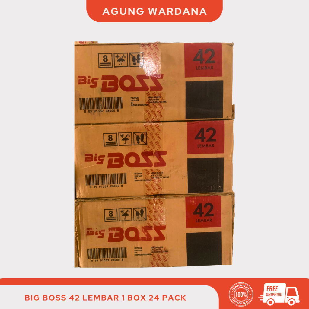 

BUKU TULIS BOXY BIG BOSS 42 LEMBAR 1 BOX / DUS ISI 24 PACK (144 PCS BUKU)