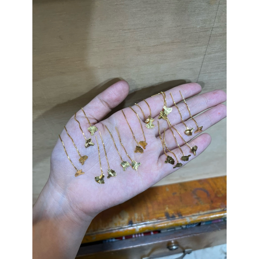 Anting Anting Emas Model Panjang Diana 16k Kilap