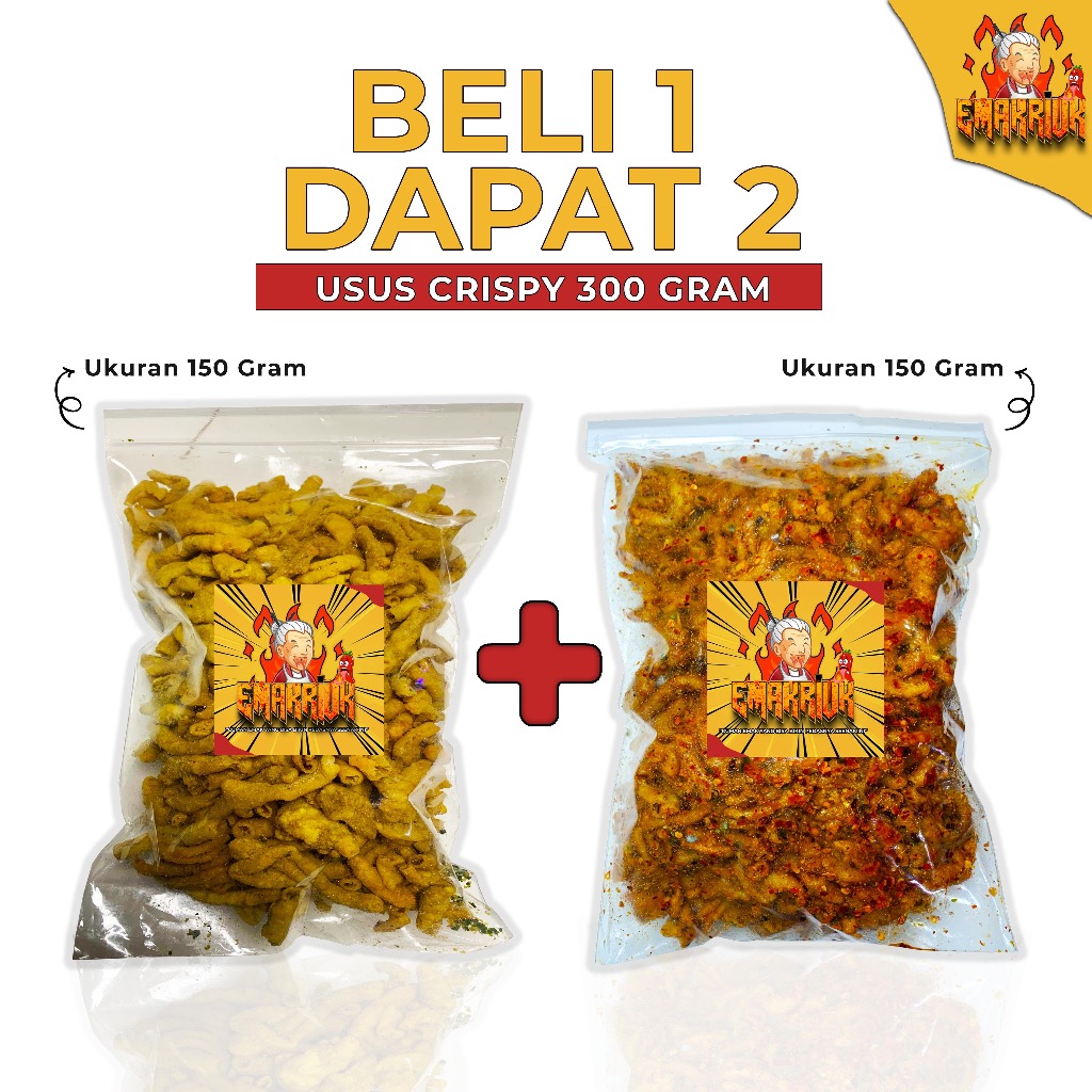 

EMAKRIUK - Beli 1 Gratis 1 KRIPIK USUS CRISPY 150 gram original pedas daun jeruk bumbu melimpah cemilan
