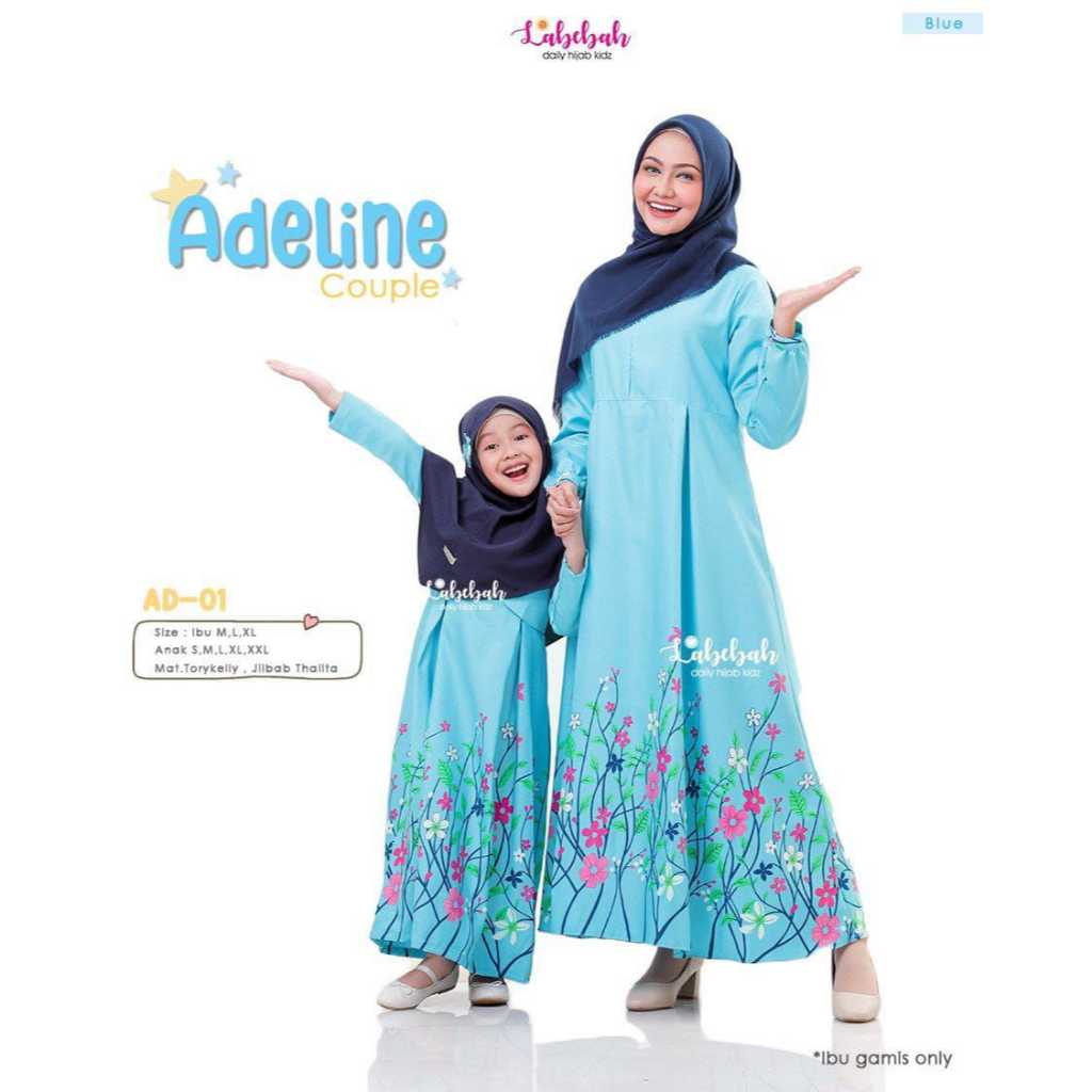 Sarimbit Gamis Adeline Couple Ibu dan Anak by Labebah | Gamis Anak Fullset Jilbab & Outer, Ibu Gamis