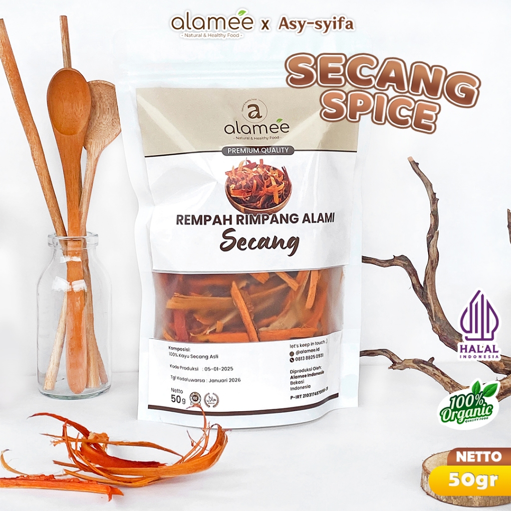 

ALAMEE Kayu Secang Asli Serut Sappan Wood Rempah Rimpang Organik Alami Bumbu Seasoning Masak 50gr