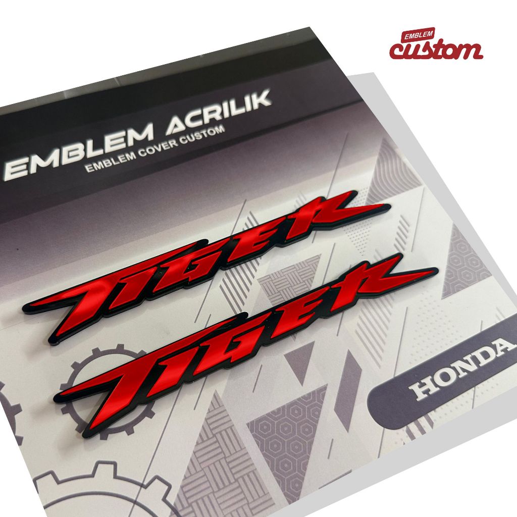 Emblem Akrilik Variasi Honda Tiger Custom 3D - Stiker Logo Motor Honda Tiger Keren & Tahan Lama