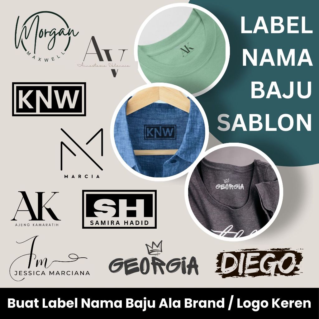 

Sticker Baju LOGO Stiker Label Nama Sablon Setrika Cetak Isi 50+ Pcs Untuk di Kain / Kaos / Seragam Sekolah - Label DTF