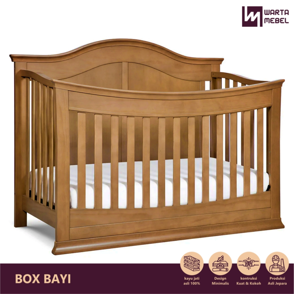 Tempat Tidur Bayi Minimalis – Box Bayi Kayu Jati Premium