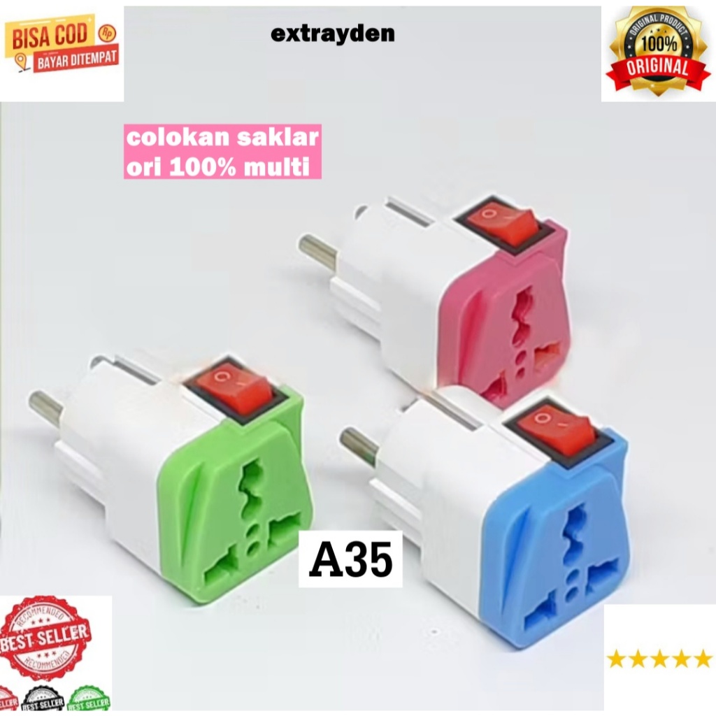 A35 COLOK COLOKAN SAKLAR ORI 100% KEPALA COLOK LISTRIK SETRUM KABEL SAMBUNGAN MULTI OVER STEKER ON O