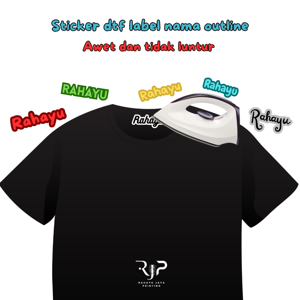 Stiker Sablon Label Nama Baju Stiker Custom Nama Label Printing Kain / Kaos Sablon Setrika