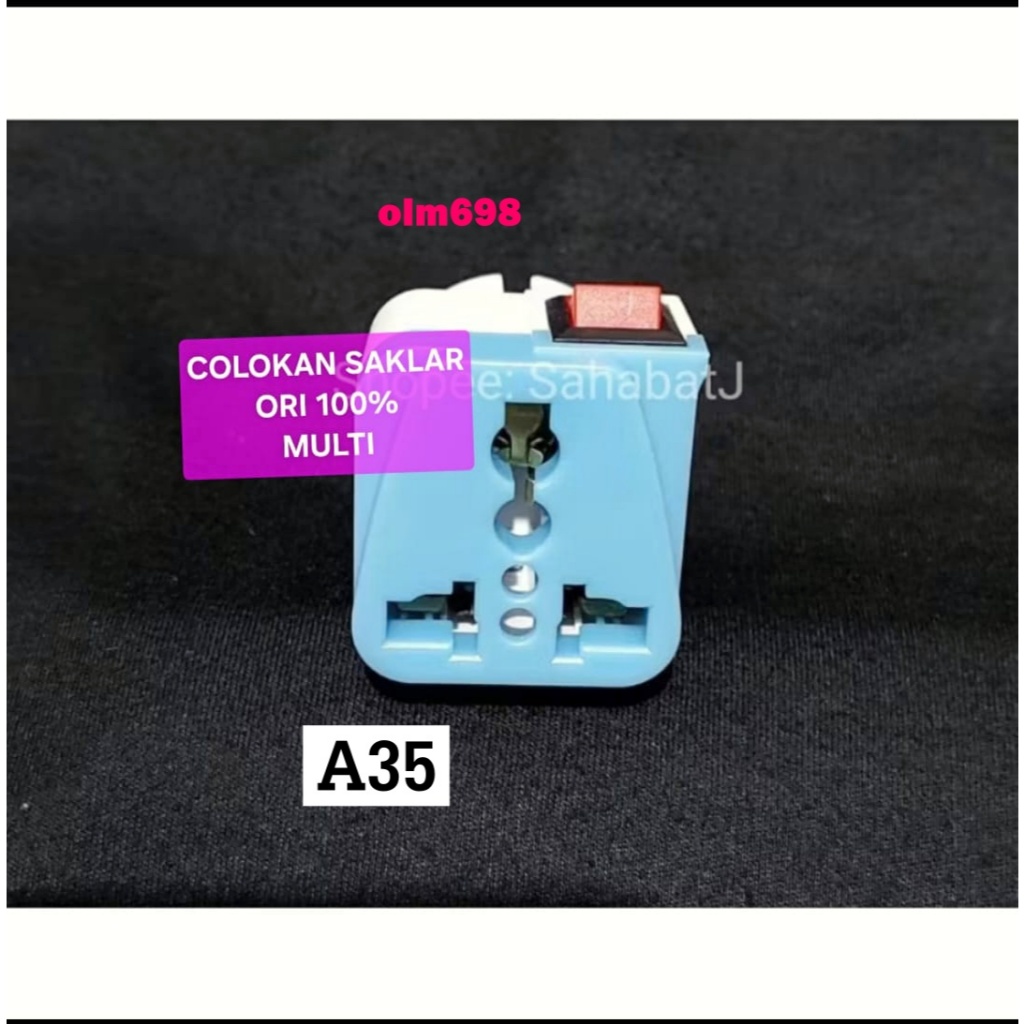 A35 STEKER ON OFF COLOKAN SAKLAR ORI 100% KEPALA COLOK LISTRIK SETRUM KABEL SAMBUNGAN MULTI OVER  TE