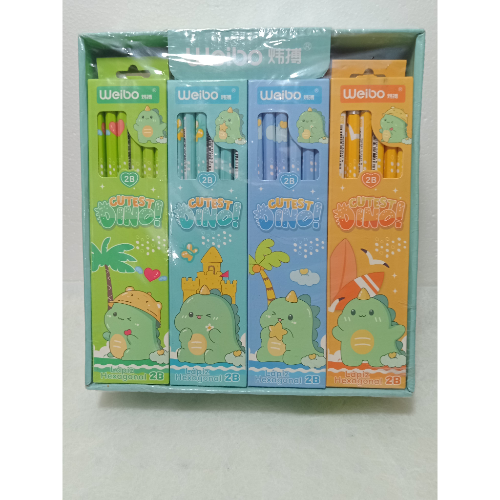 

WEIBO Pensil Penghapus Alat Tulis 2B Ujian Komputer Sekolah Kantor Kuat Kayu isi 12 Pcs LUCU Dino