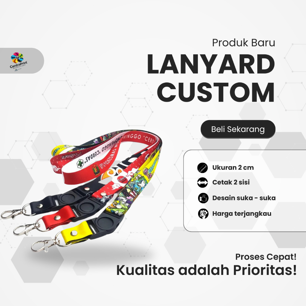 

Cetak Lanyard Custom Tanpa Minimal Order! Desain Bebas Ukuran 2cm 2 sisi
