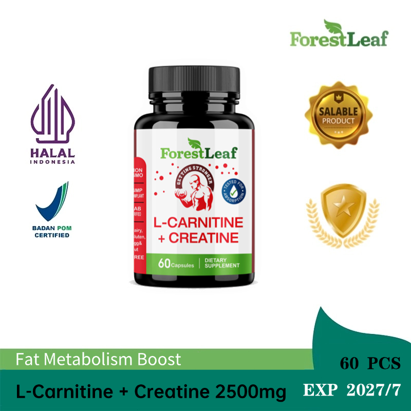 L-Carnitine + Creatine: Dukung Fokus & Stamina Tubuh – 60 Kapsul Softgel