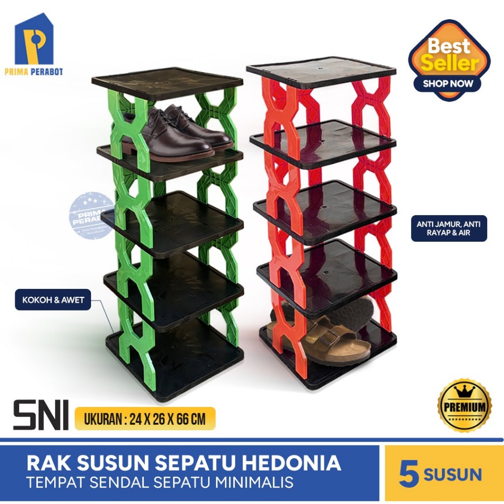Rak Sepatu Susun 5 X Rak Tempat Sepatu Tempat Sandal Rak Sendal Hedonia H-1