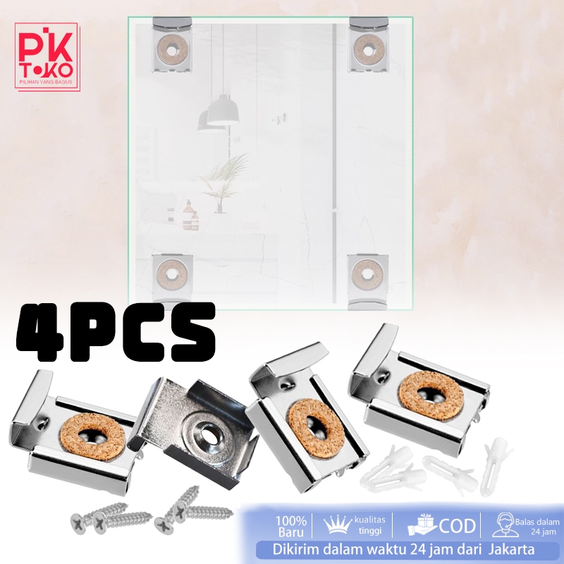 1 Set Bracket Cermin Dinding Jepitan Kaca Plat Jepit Kaca Cermin Klem Kaca Untuk Dinding