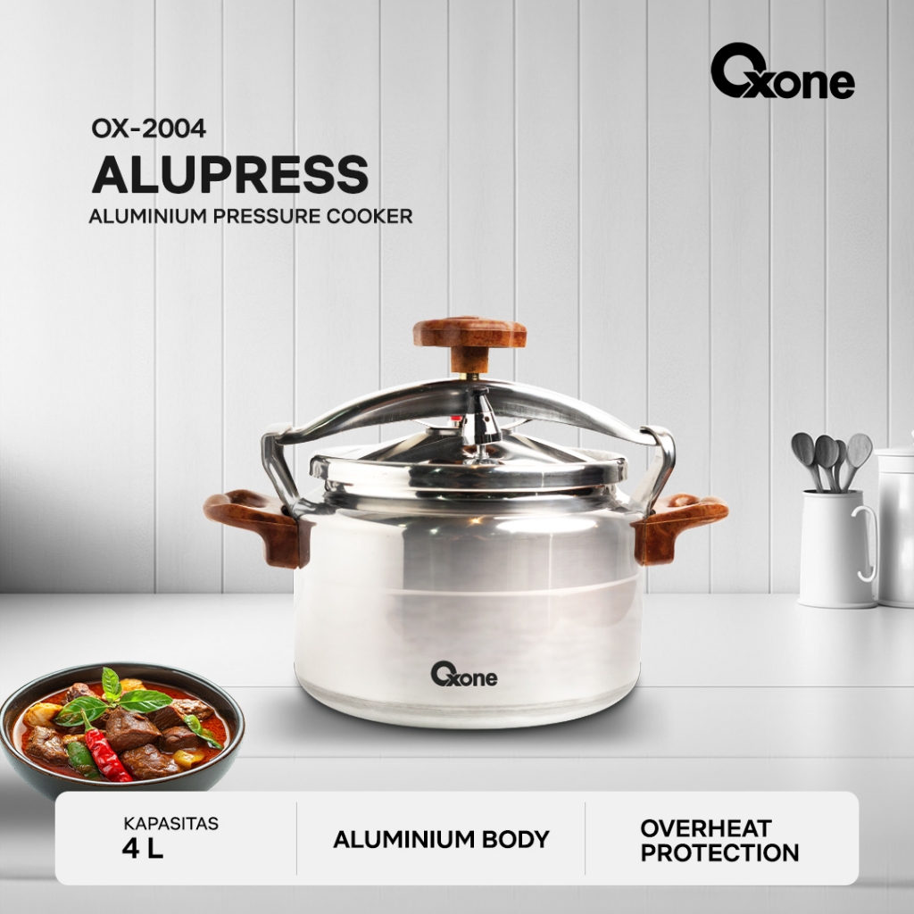 Oxone  OX2004 Presto Panci Alumunium Pressure Cooker 4L Premium